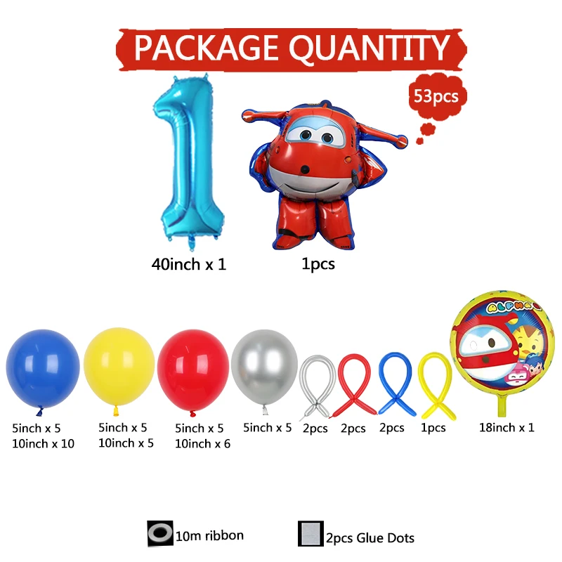53-teiliges Neues Super Wings Aluminiumfolien-Ballonset Jett Dizzy Folienballons Cartoon-Thema Deko Geburtstagsdekoration Baby-Shower-Zubehör – Detail 2