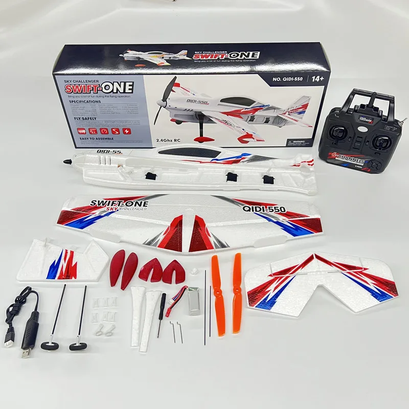 Rc Plane New Six Channel Stunt Remote Control Aircraft Indoor Outdoor Fixed Wing Foam Brushless Motor One Button Crane Glider 5