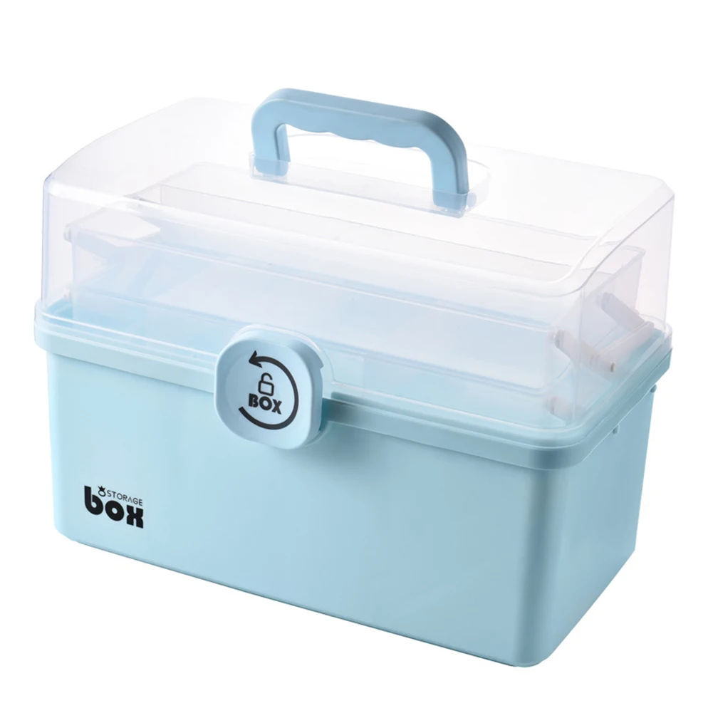 

3/2 Layer Portable First Aid Kit Storage Box Plastic Multi-Functional Family Emergency Kit Box With Handle