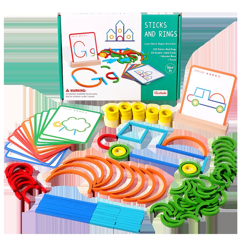 Wooden Toys Children's Wooden Ring Early Education Mosaic Board Kindergarten Creative Puzzle Building Blocks