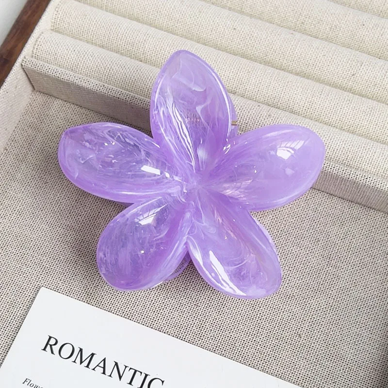 Elegante Blumen-Haarspange, Krabbe, 8 cm, große Kunststoff-Haarklammern für Frauen, Haarspange, niedlicher Strand-Haarschmuck, hawaiianische Haarspange – Detail 12