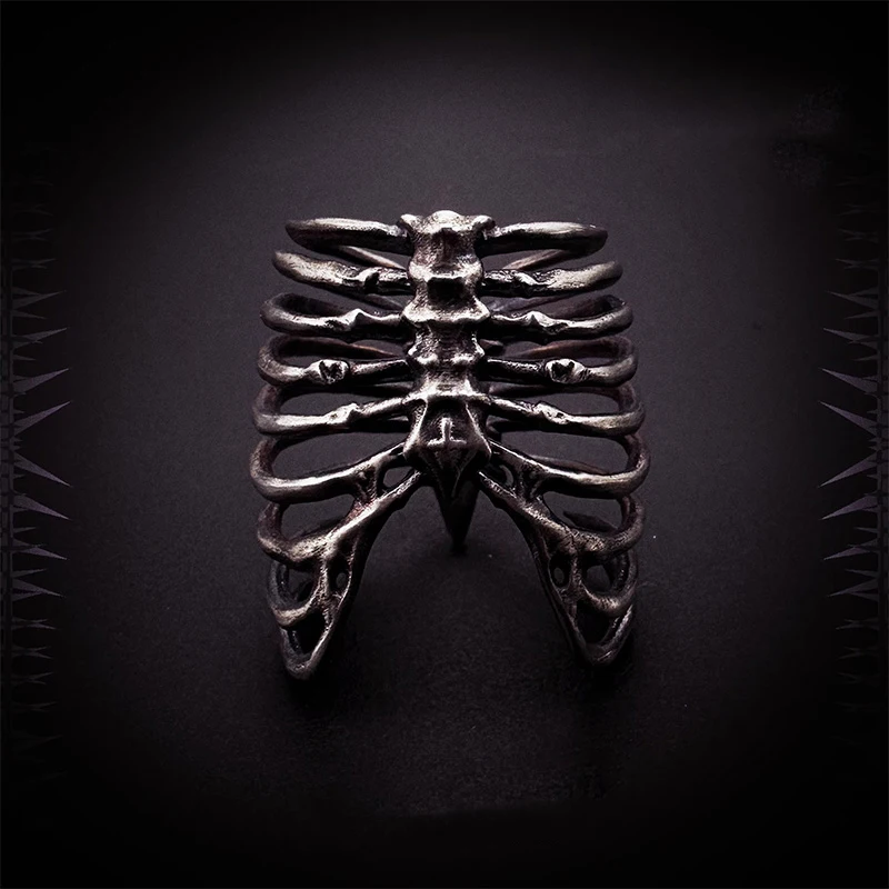 ZHUHE Rib Ring Neo-Gothic Style For Women Men's Jewelry Accessories Party Gifts 6