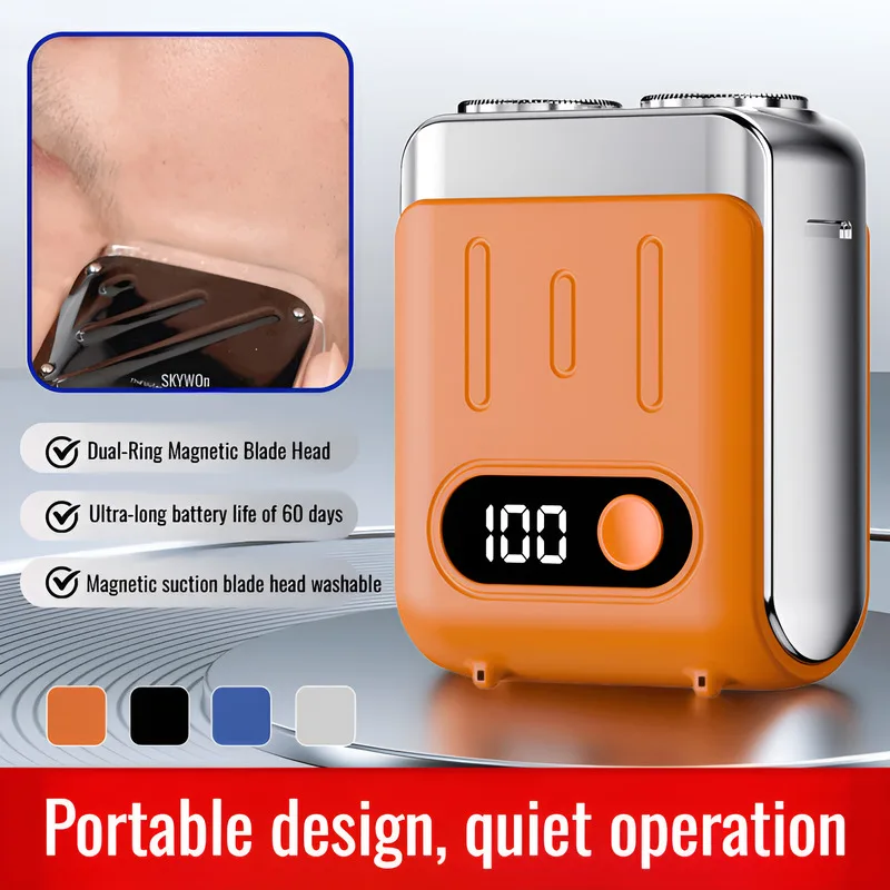 S7 남성용 전기 면도기 미니 휴대용 충전식 전기 면도기 더블 헤드 방수 마그네..