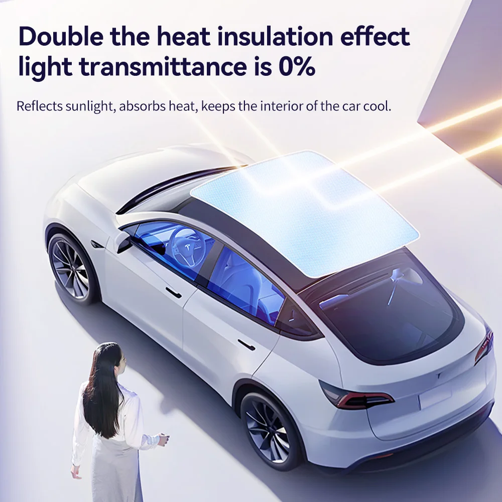 YZ For Tesla Model 3 Y Highland 2021-2025 magnetic suction clip Sun Shades Glass Roof Sunshade Front Rear Sunroof Skylight 4