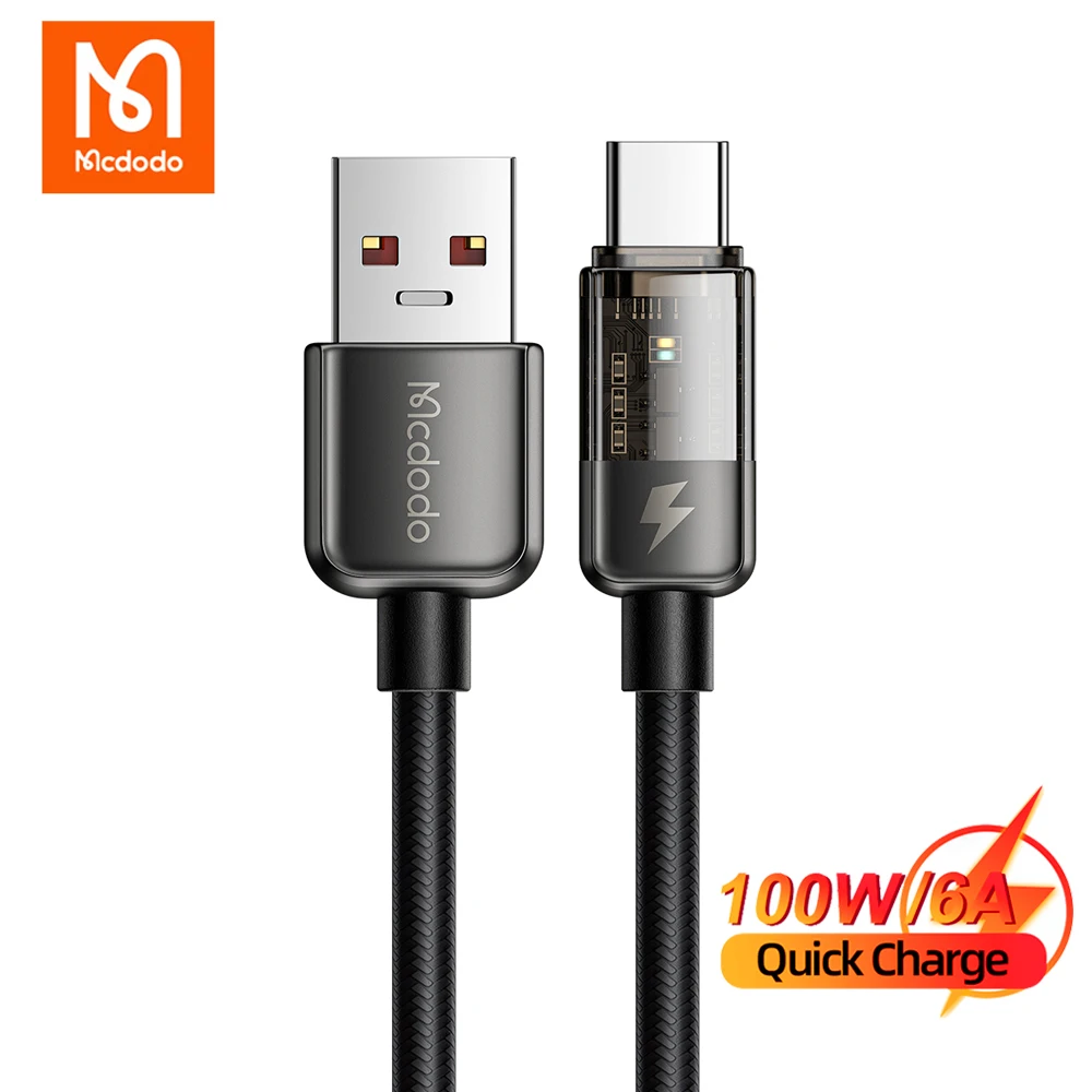 

Mcdodo 100W USB Type C 6A PD Fast Charging Data Cable For Huawei Xiaomi Samsung MacBook Mobile Phone Auto Power Off Data Line