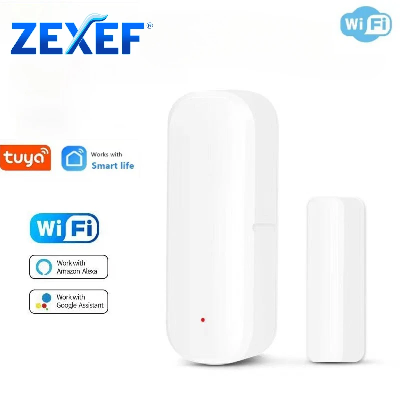 ZEXEF Tuya Smart WiFi Door Sensor Smart Home Open Close Detector App Control Notification Compatible with Alexa Google Home