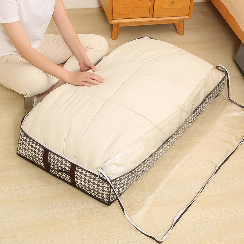 

Non-Woven Underbed Storage Bag Large Capacity Foldable Quilt Blanket Clothes Duvet Pillow Organizer Closet Dustproof Storage Bag