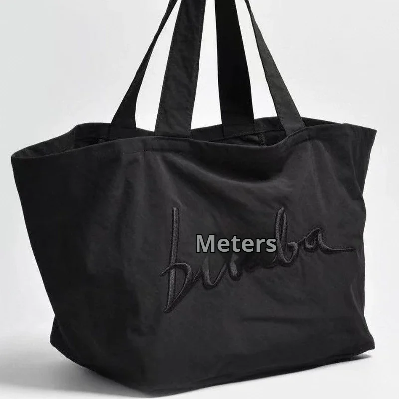 2025 Waterproof Nylon Fabric Lightweight Embroidery Lady Single Shoulder Bag Large Capacity Shopping Tote Organizer Shoulder Bag 4