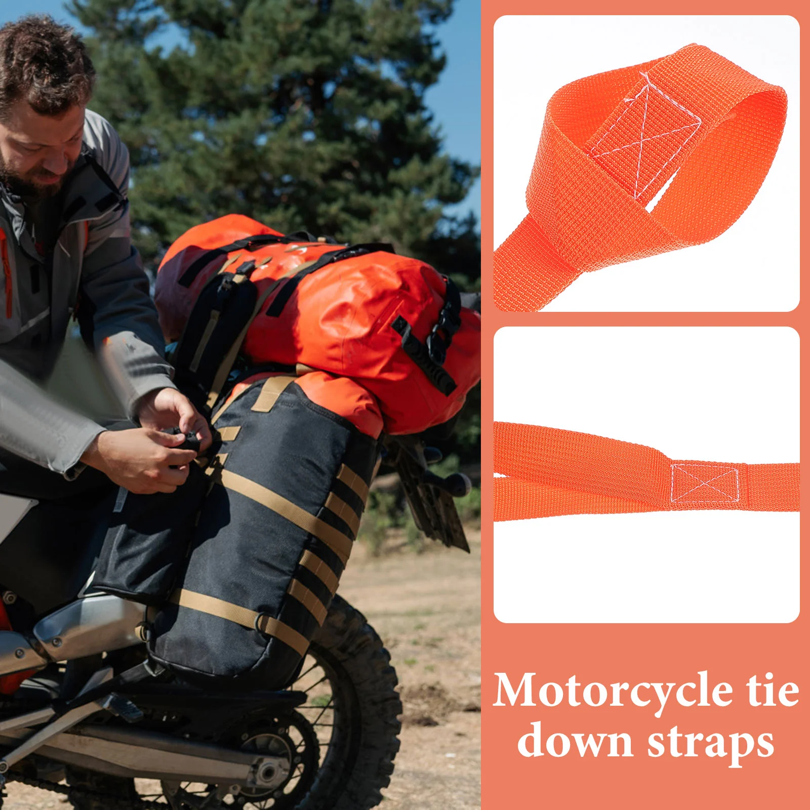 4Pcs ange Tie Down Straps Binding Strap Cargo Luggage Straps Tensioning Belts Motorcycle Loop Interior Accessories