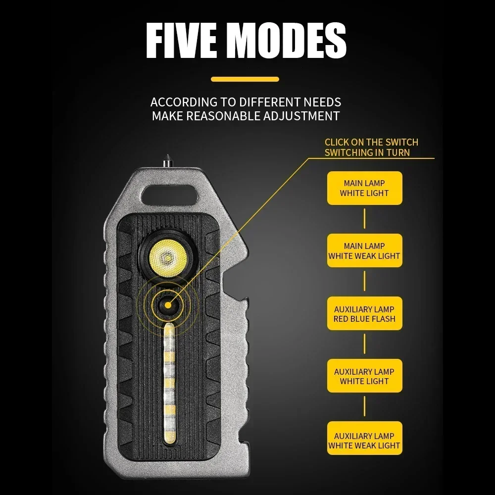 XIWANGFIRE Mini LED W5135 Flashlight Keyring Survival Whistle Feature Lamp Black Silver Color Hiking Camping Portable Flashlight