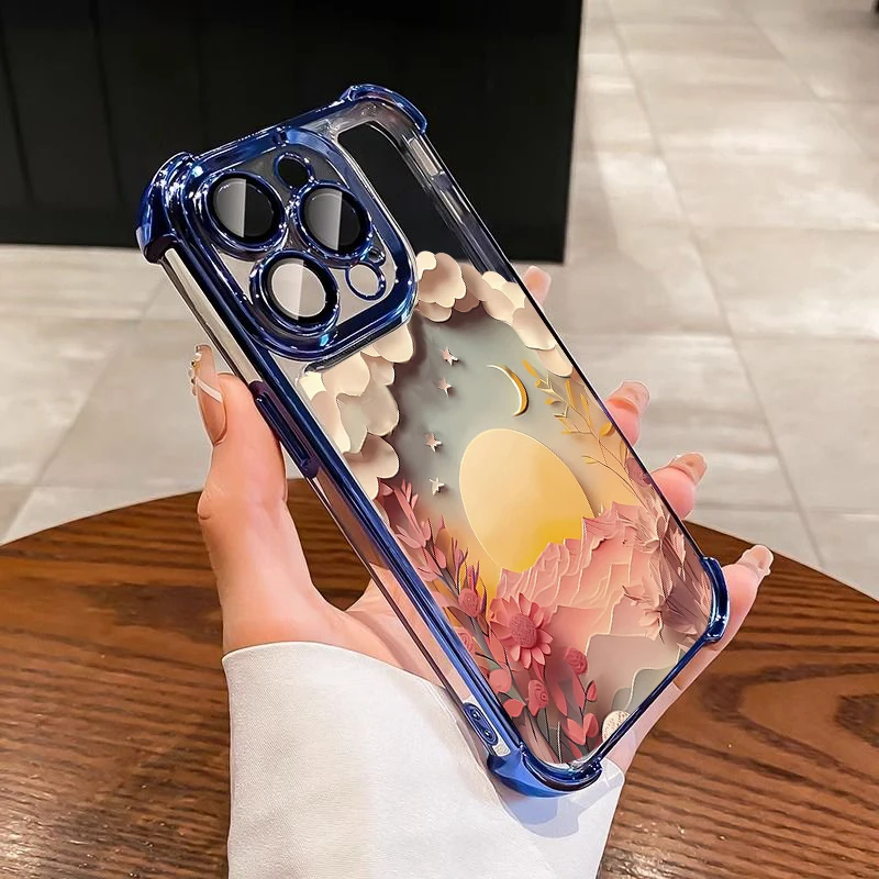 Elegant Landscape Design Shockproof Phone Case - Luxury Plating Clear Finish