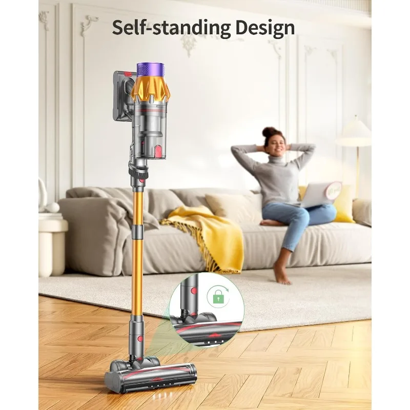 Cordless Vacuum Cleaner, 550W 45KPA 60Mins Cordless Stick Vacuum Cleaner With Touch Screen, Self-Standing,Wall Mount Charging 6