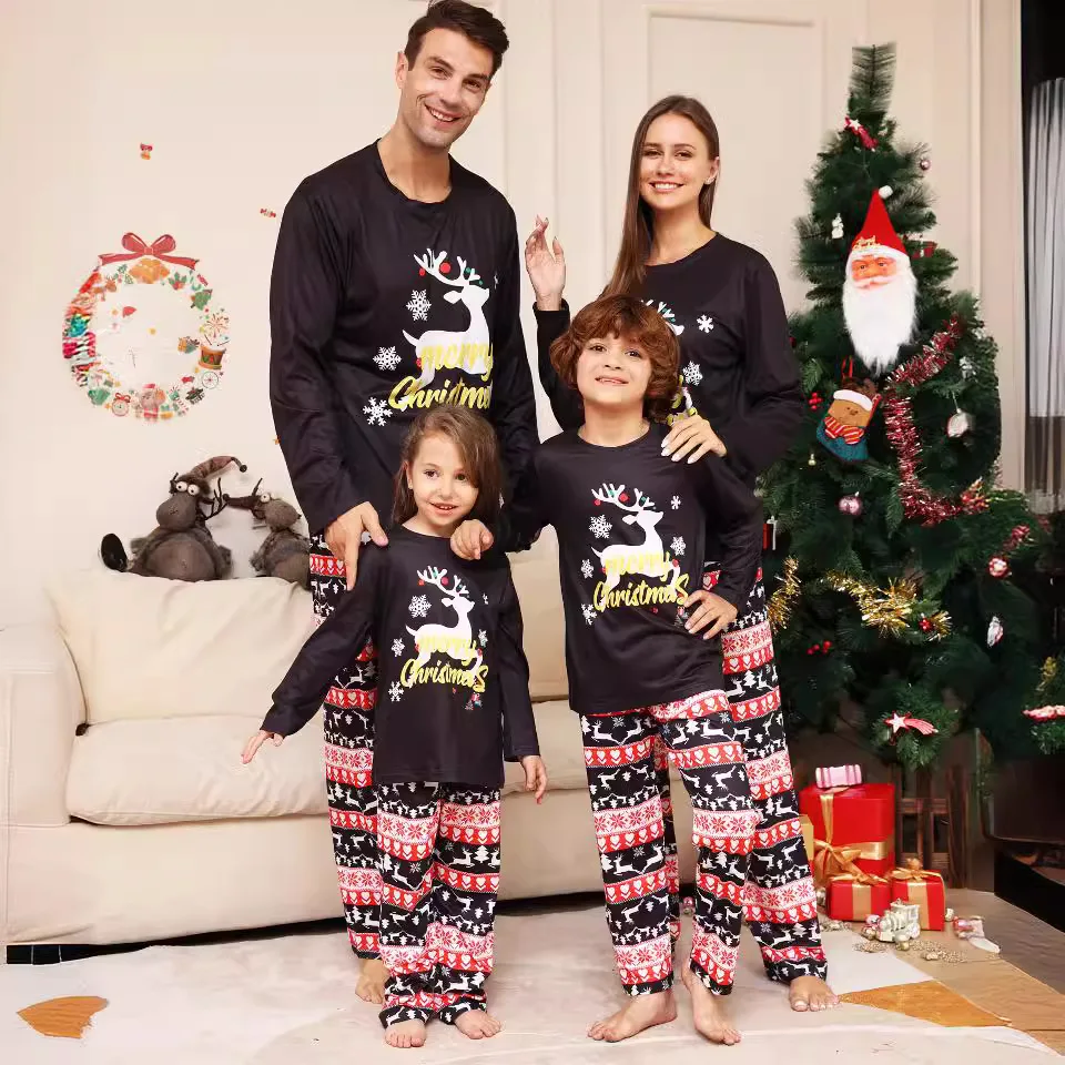 thumbnail image 1 of Conjuntos de Navidad a juego para toda la familia, estampado de árbol de Papá Noel, ropa para adultos y niños, ropa de dormir suave, conjuntos de pijamas con estampado de dibujos animados, mameluco pa, 1 of 5
