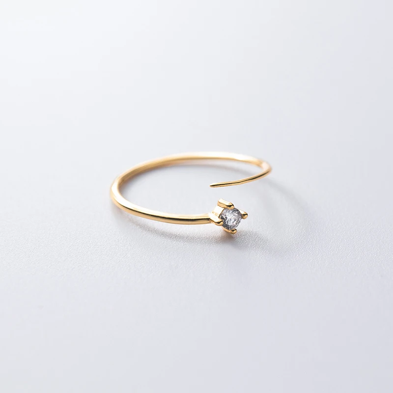 Women Silver Ring Gold Plated Silver Ring 925 Sterling Silver Zircon Finger Ring