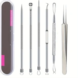 Ultra-Precise Pimple Tweezers Set - Professional Acne and Blackhead Removal Tools for Face Care and Skin Purification (6-Piece) (6Pcs Silver)