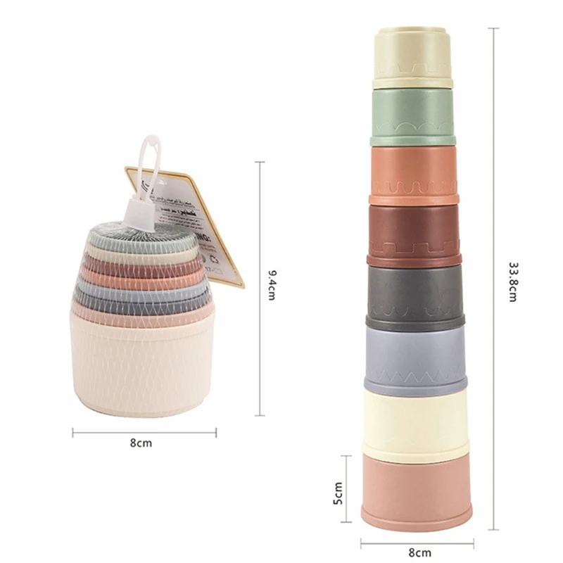 Stacking Toys Baby Cup Stacking Tower Montessori Bath Early Educational Gift