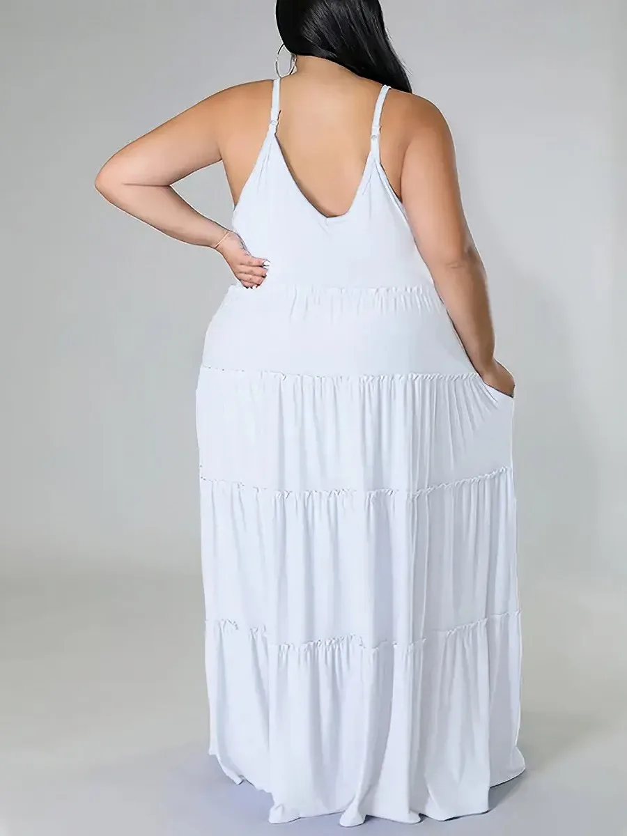 Wmstar Plus Size Women Dresses for Women Wholesale Casual and Comfortable Summer Orange Long Dress Strappy Design Dropshopping