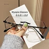 Irregular Polygon Rimless Myopia Glasses for Women Men Blue Light Filter Finished Prescription Eyewear Nearsighted Glasses -1.0 1