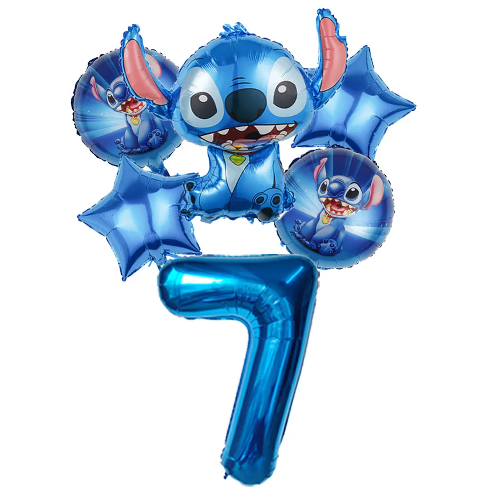 thumbnail image 1 of 6 piezas de globos azules de Lilo & Stitch de Disney, decoraciones para fiestas de cumpleaños de niños y niñas, globos inflables de helio, suministros para fiestas de baby shower, 1 of 5