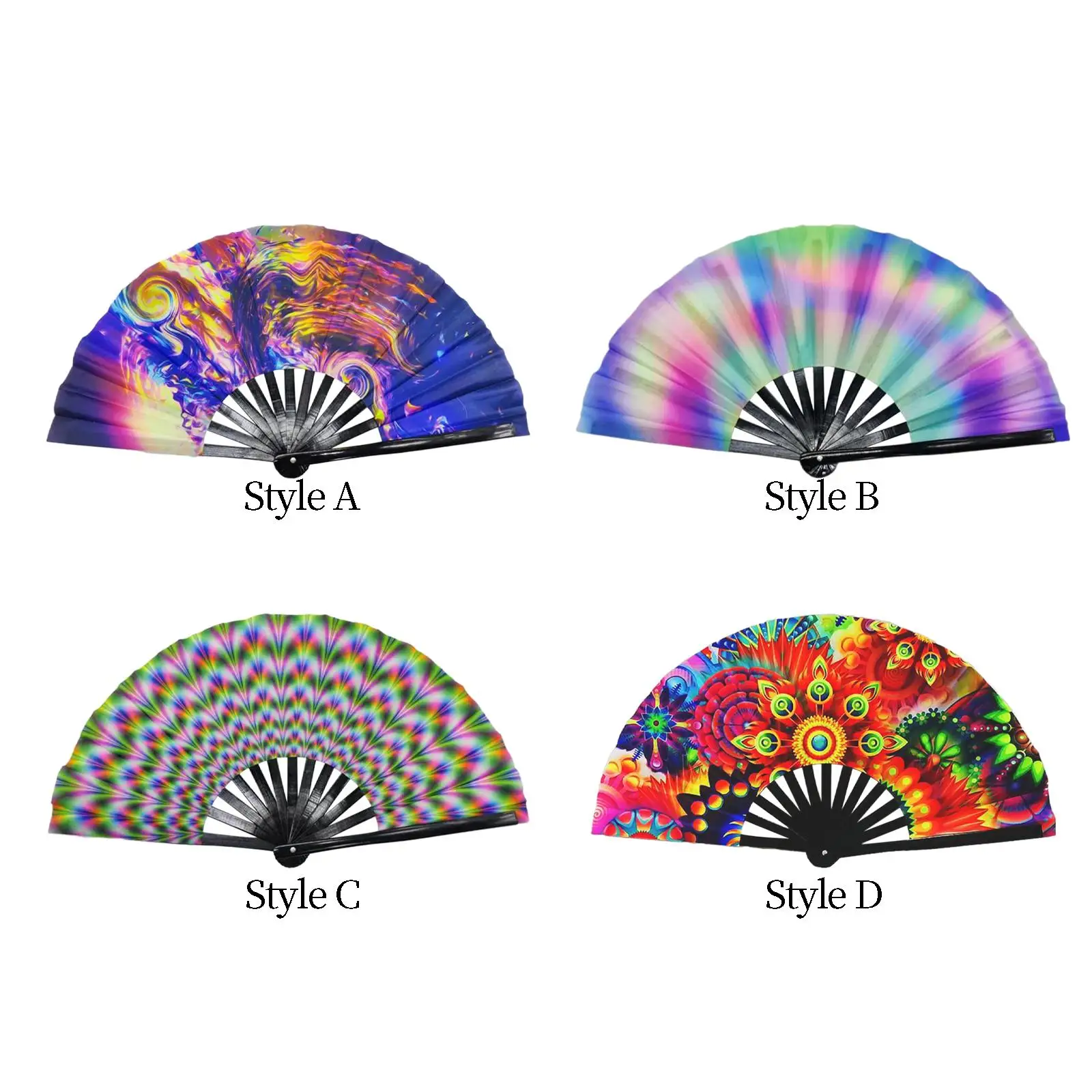 Rave Folding Hand Fan, Fluorescent Effects, Chinese Kung Fu Tai Fan, for Theater