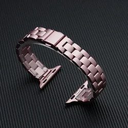 Slim Stainless Steel Apple Watch Band - Sleek Metal Bracelet Design - 46 45 44 42 49mm (Rose pink 5)