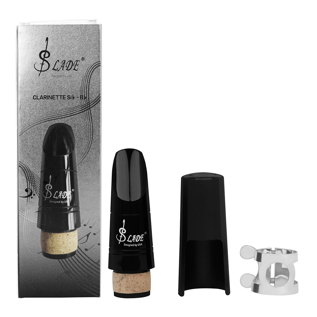 

Clarinet Mouthpiece & Cap Clip Set B Flat Clarinet Mouth with ABS Cap Adjustable Metal Snap Clip Woodwind Instrument Parts