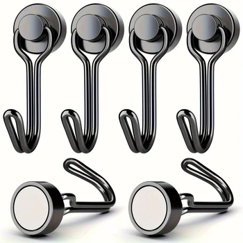3/6/12/20Pcs Black Magnetic Hooks Cruis Heavy Duty Magnetic Hangers, Extra Strong Magnets with Hook for Hanging, Resistant Base