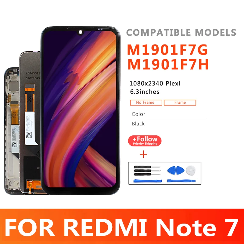 For Xiaomi Redmi Note 7 With Border LCD Display Screen Touch Digitizer ...