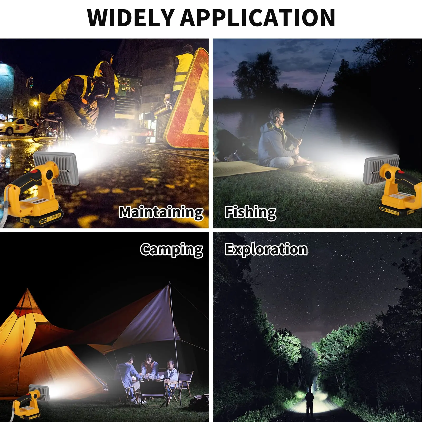 For Dewalt 20V Max LED Work Light 18W 2000LM Flashlight Spotlight Portable Outdo