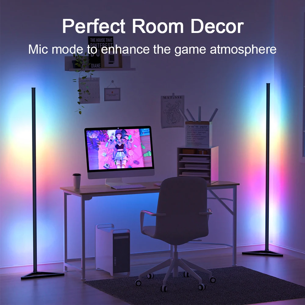 

RGB LED floor atmosphere decorative light 140cm dimmable controlled Smart APP Standing indoor corner standing interior lights