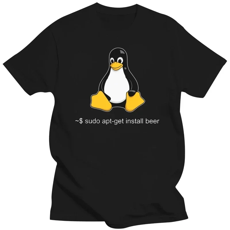 

Забавная Linux Sudo Get Me A Beer футболка для мужчин с коротким рукавом Пингвин программирующий компьютер разработчик Geek Nerd футболка хлопковая футболка