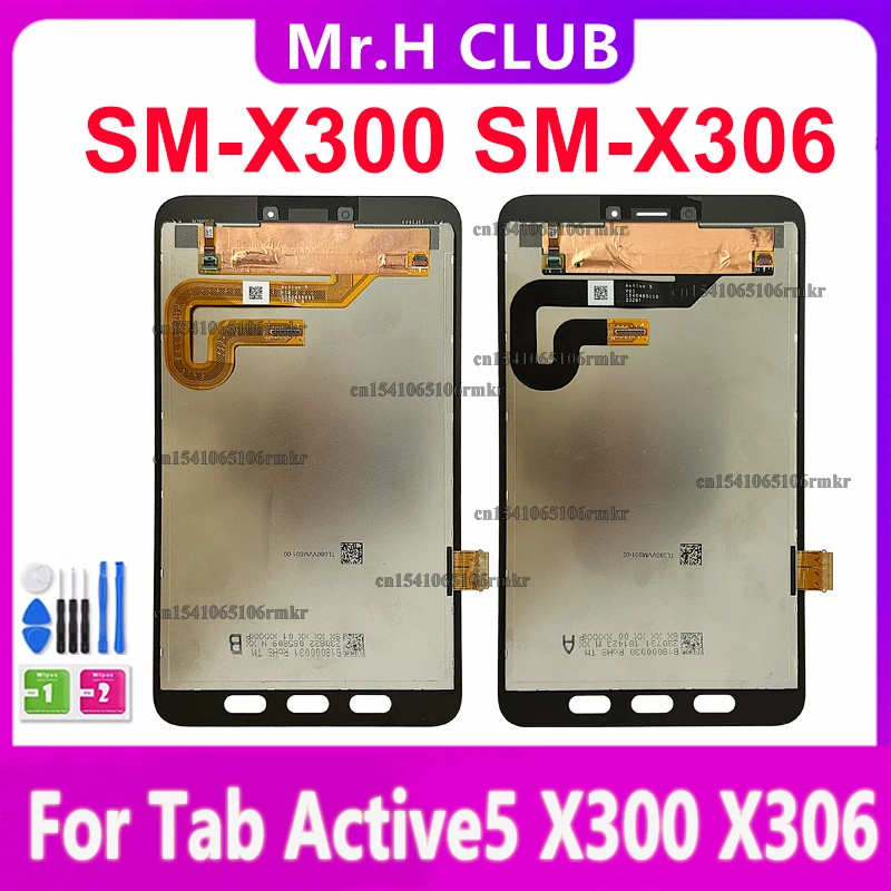 8" Screen Replacement For Tab Active 5 SM-X300 SM-X306 X300 SM-X306B LCD Display Touch Screen Digitizer Assembly Repair Parts