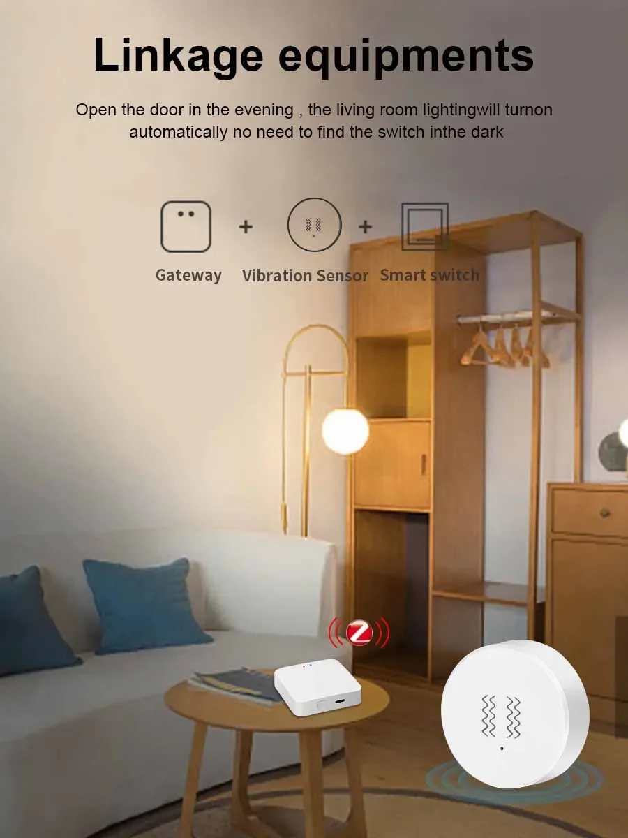 Tuya Zigbee Vibration Sesnor Wireless Motion Detector,real-time Alarm monitoring