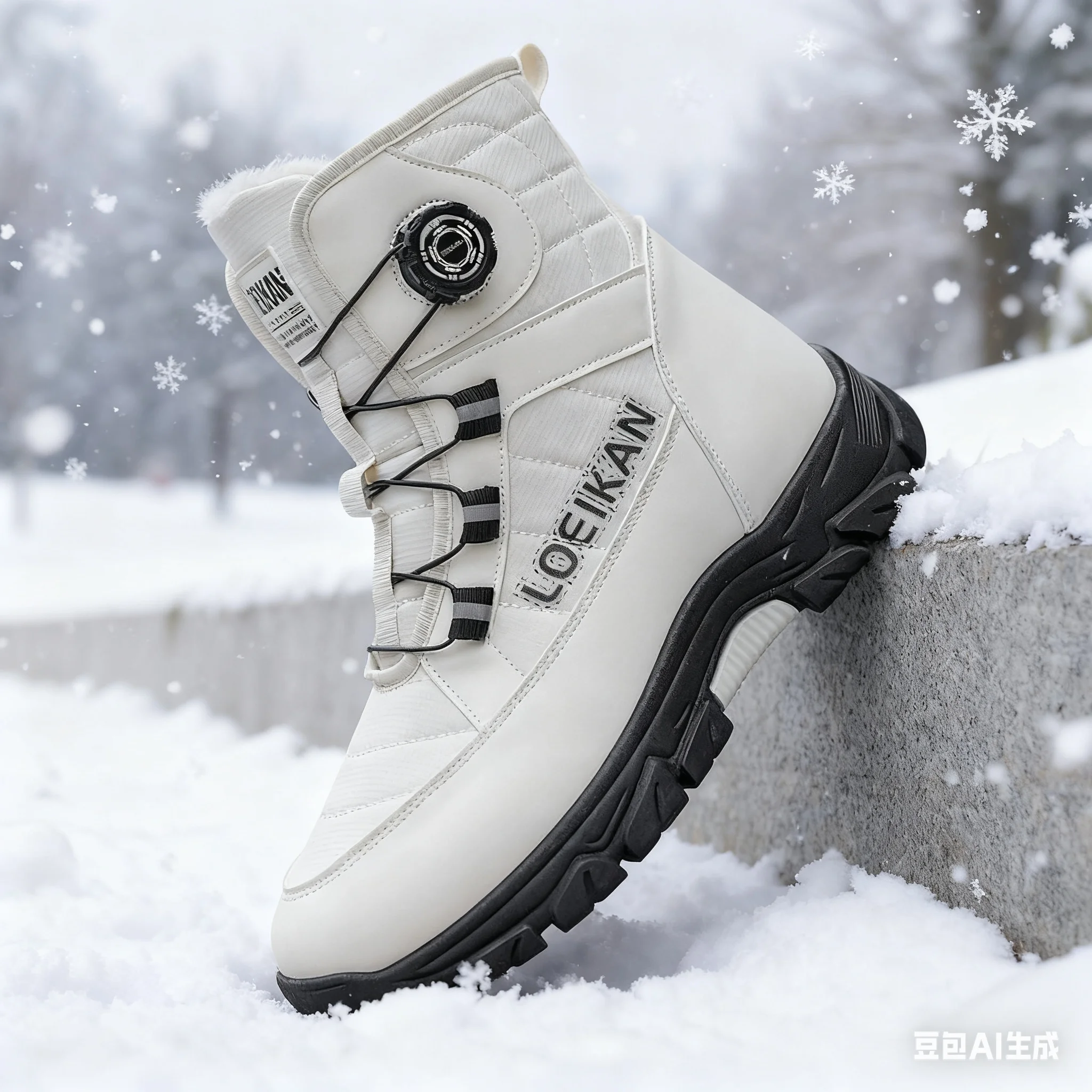 LOEIKAN Men's Winter Snow Boots - Warm Waterproof Non-Slip Ankle Boots