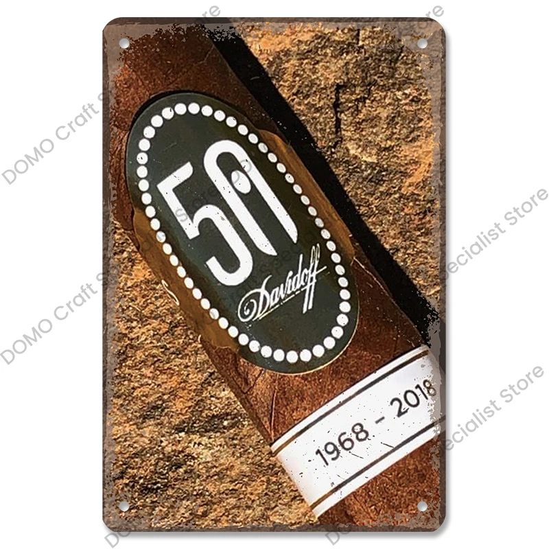 Targa Decorativa Vintage In Metallo Con Sigari - Poster In Alluminio 20x30 Cm Per Bar, Pub, Ufficio E Casa, Arredamento Originale