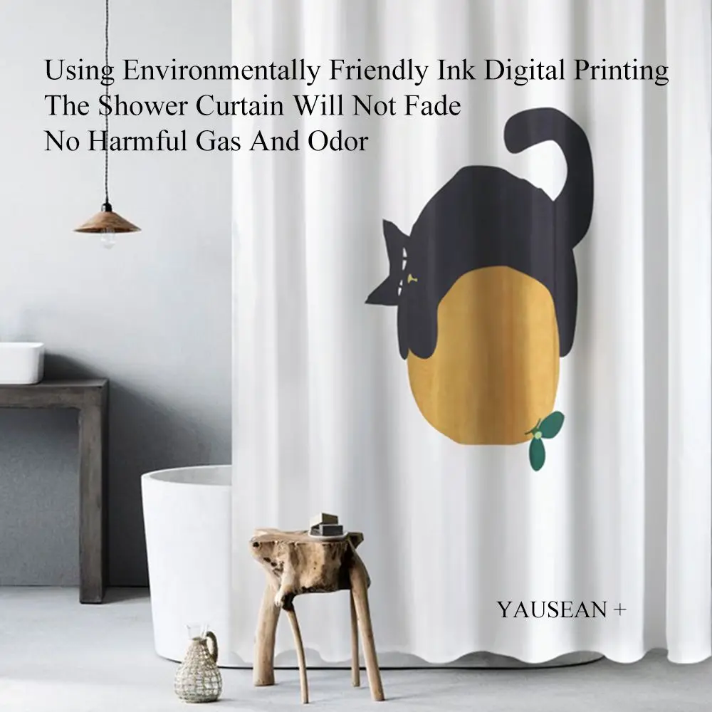 

Not in/Pear Cat Hook Style Shower Curtain,99.9% Waterproof,Bathroom Thick, Mildew-proof Fabric,Customizable Home Curtains, New