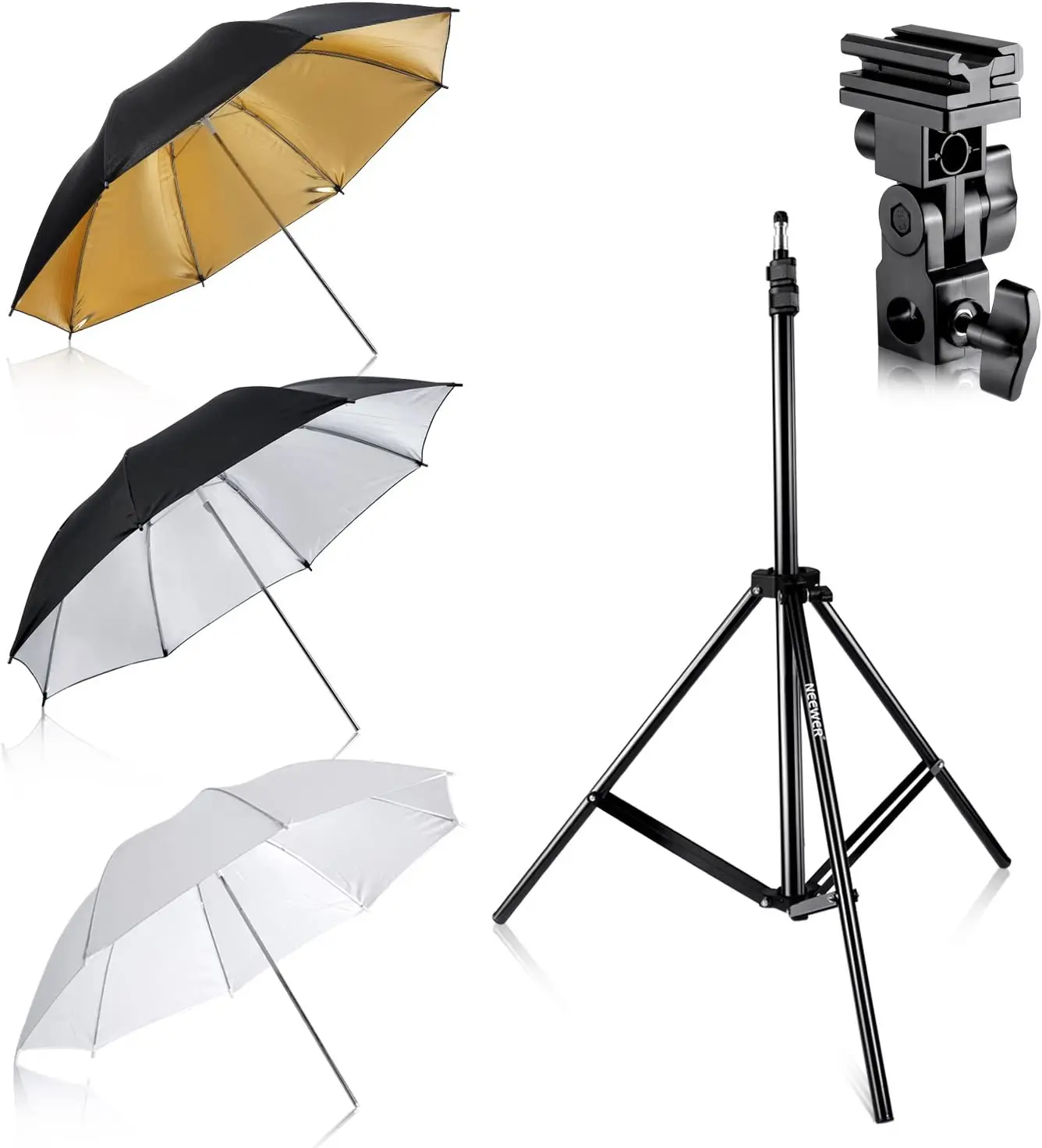 Neewer&reg; Flash Mount Three Umbrellas Kit for Canon 430EX II,580EX II,Nikon SB600 SB800,Yongnuo YN 560,YN 565,Neewer TT560,TT680