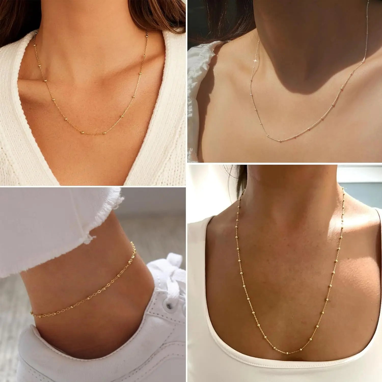 10 m vergoldetes Edelstahl-Satellitenkugel-Perlenkabel, gedrehte Gliederkette für DIY-Armband, Halskette, Verlängerung, Schmuckherstellung – Detail 6