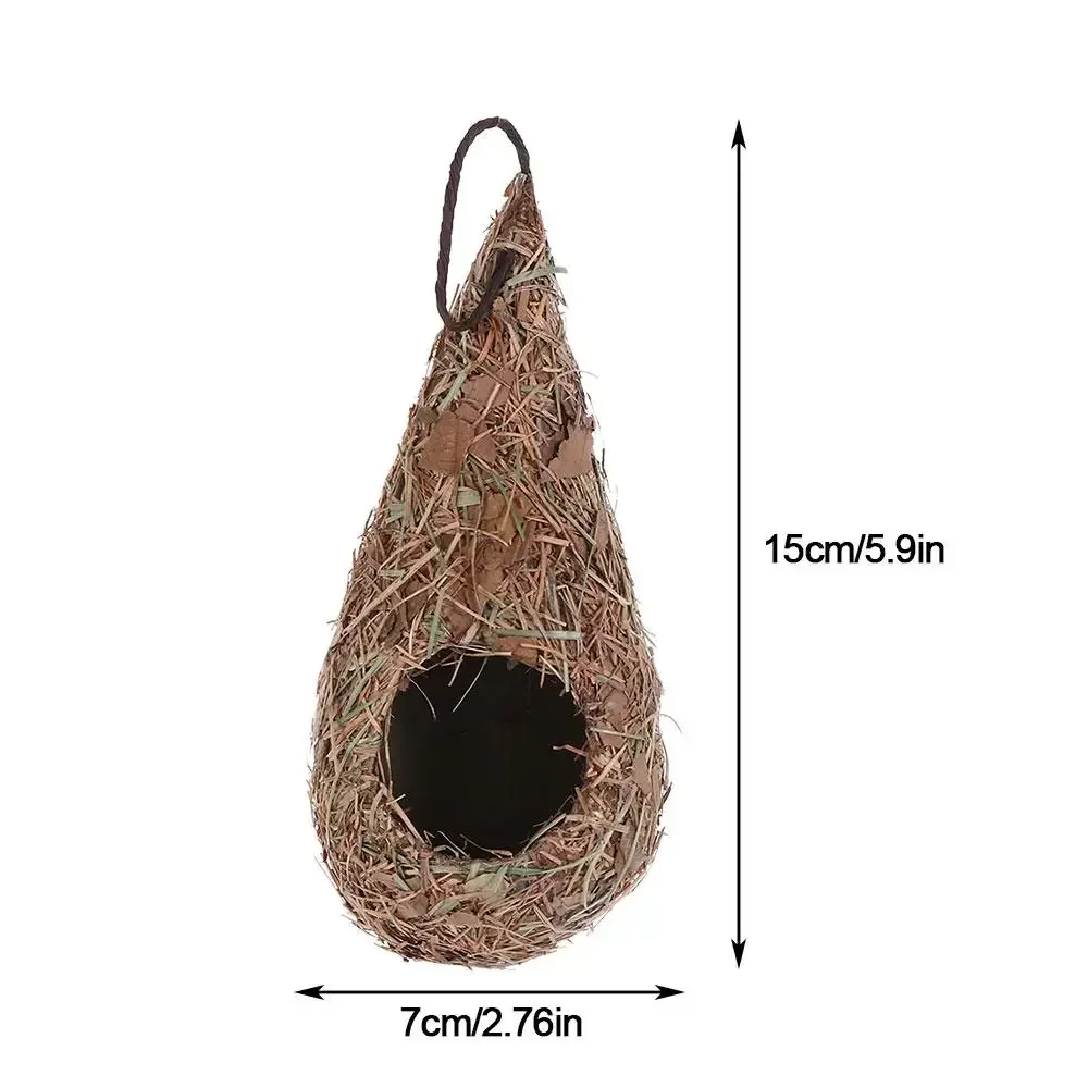 Bird House Natural Grass Hummingbird Bird Nest Fiber Hand-Woven Roosting Nest Hut for Yard Decoration Bird Cages & Nests