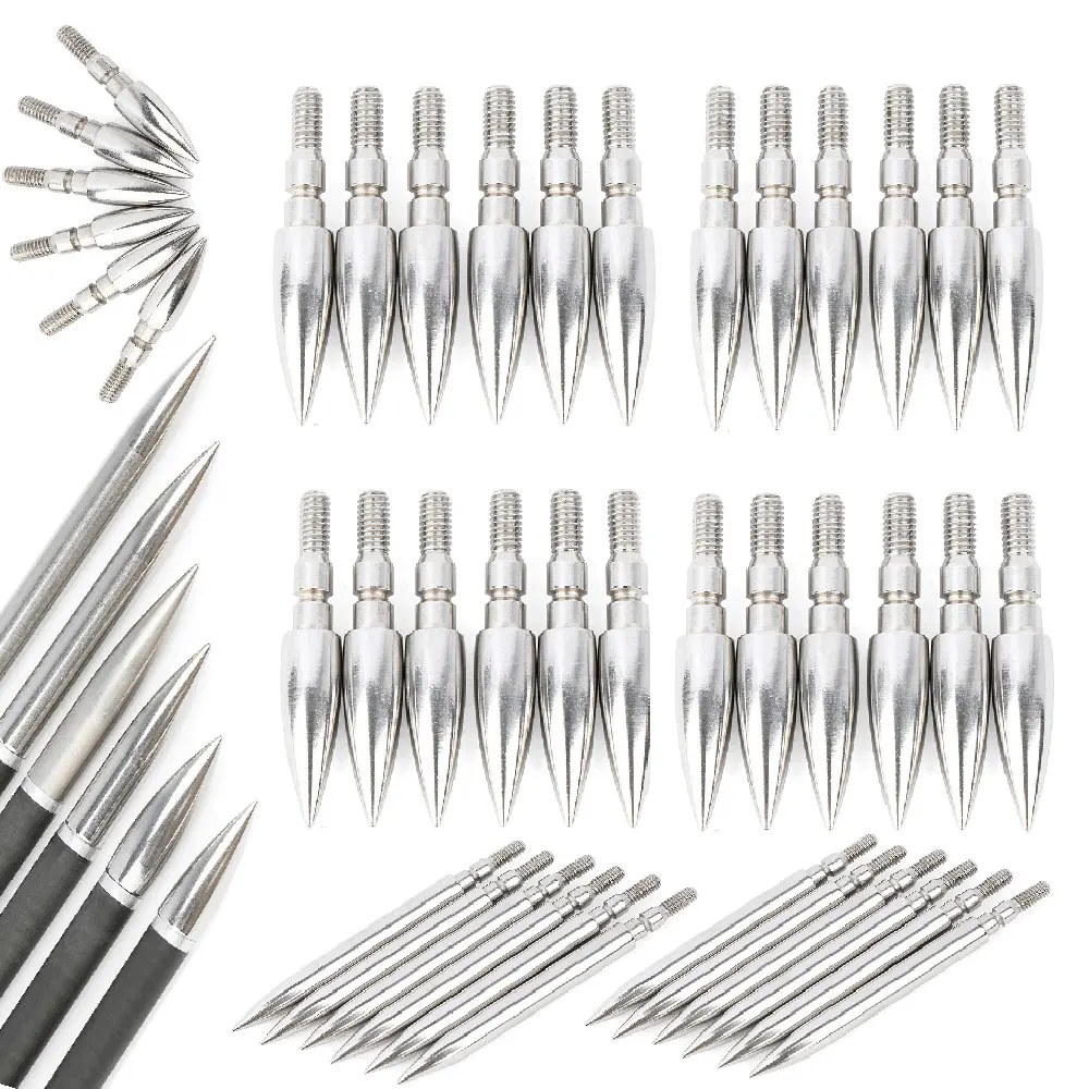 Target Arrows Tips 12pc Archery Target Points 100/125/150/200/250/300Gr Arrowheads OD 5/16 ...