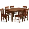 DUNO7-MAH-W Dudley 7 Piece Dining Set Consist of a Rectangle Solid Wood Table and 6 Kitchen Room Chairs, 36x60 Inch 1