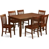 DUNO7-MAH-W Dudley 7 Piece Dining Set Consist of a Rectangle Solid Wood Table and 6 Kitchen Room Chairs, 36x60 Inch 1