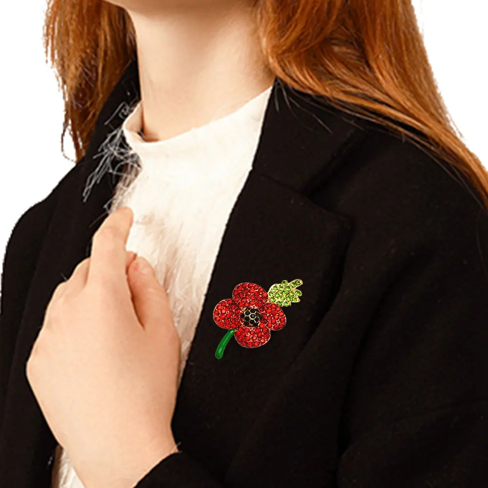 Poppy Flower Brooch Metal Poppy Souvenir Pin Lest We Forget Dripping Oil Pin Jewelry Gift for Friends