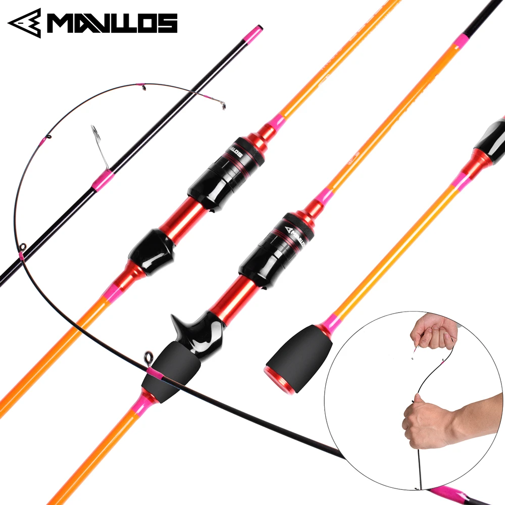 Mavllos Fosoco Ultralight Fishing Rod 0.8-6g Solid Tip 1.8M 1.95M Fast  Action Carbon UL Spinning Casting Rod for Bass Pike