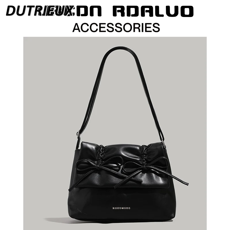 Sweet Cute Bow Tote Bag for Women 2024 New Spring Autumn Large Capacity Commuter Underarm Simple Shoulder Messenger Bags