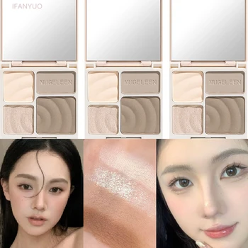 4Colors Matte Highlighter Contour 3D Facial Bronzer Brightening Glitter Highlight Palette Eye Shadow Nose Powder Makeup Cosmetic