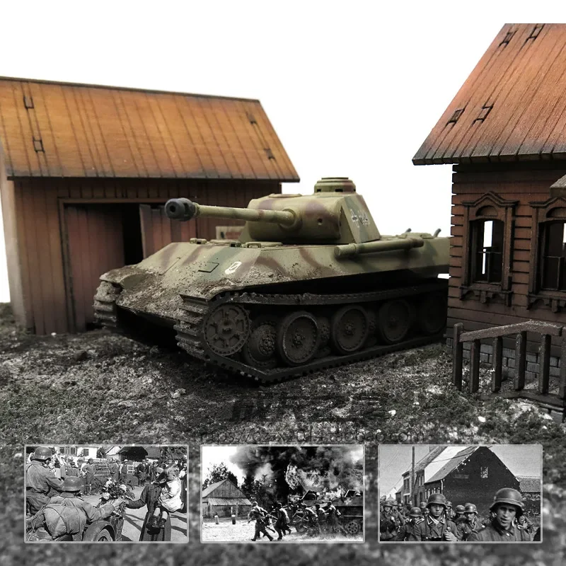 1/72 WWII European Architecture Rural Farm Scene Wooden Assembly Model Decoration DIY Handmade Building Toy 3