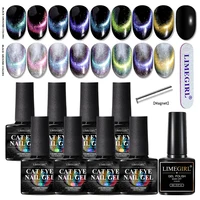 Limegirl Magnetic Cat Eye UV Gel Set Nail Polish Magnet Laser Nail Art Varnish sparkly Off UV Gel Nail Art Kit 1