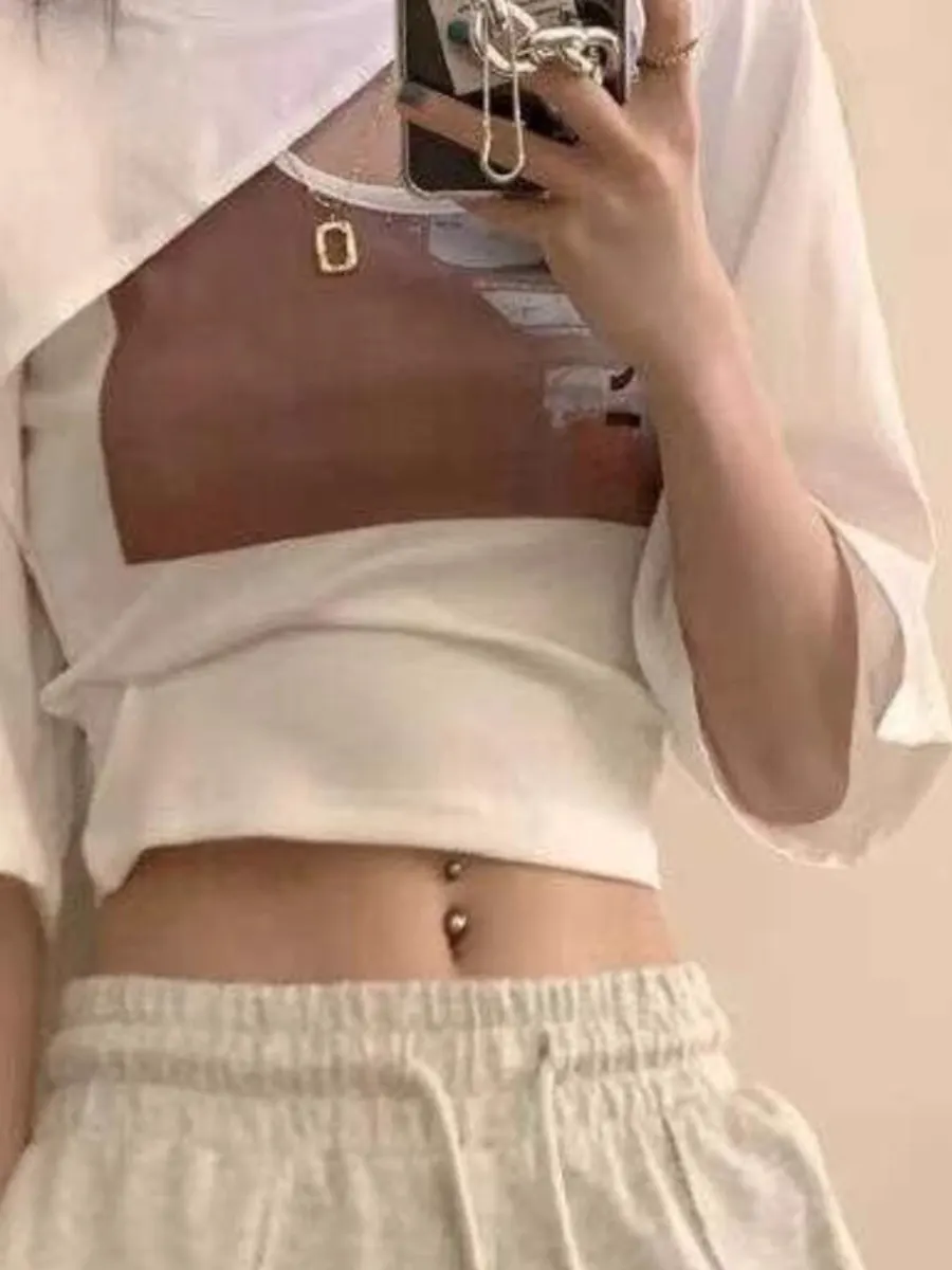 Slim Fit Summer Print Top And ort T-irt Set Korean Sle Commute Faion Casual Wear Polyester Material ort Sve