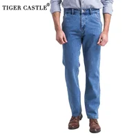 Classic Thick Mens Jeans Spring Autumn 100% Cotton Black Denim Overalls Men High Quality Regualr Fit Jeans Vintage Blue Trousers 1